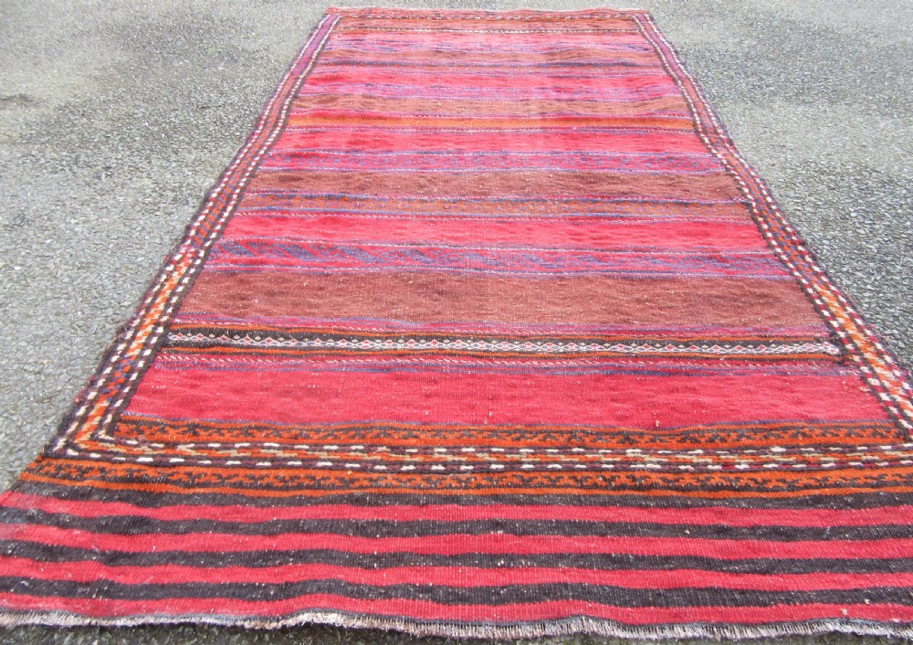 ANTIQUE PERSIAN BALUCH FLAT WEAVE RUG. ATTRACTIVE STRIPED & BROCADED DESIGN View VI