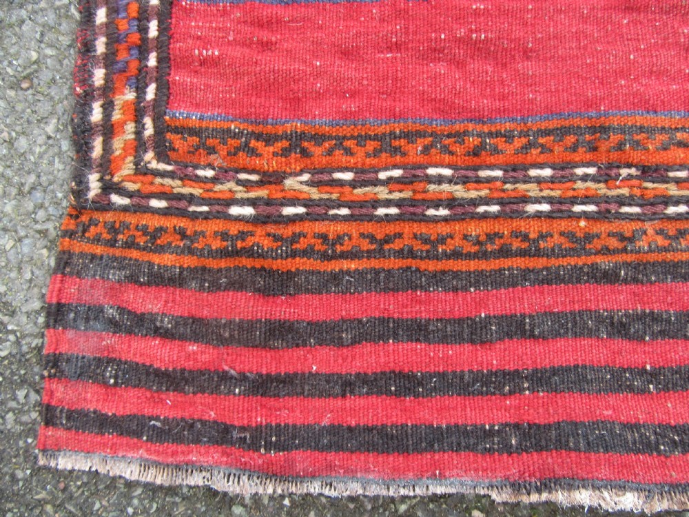 ANTIQUE PERSIAN BALUCH FLAT WEAVE RUG. ATTRACTIVE STRIPED & BROCADED DESIGN View VII