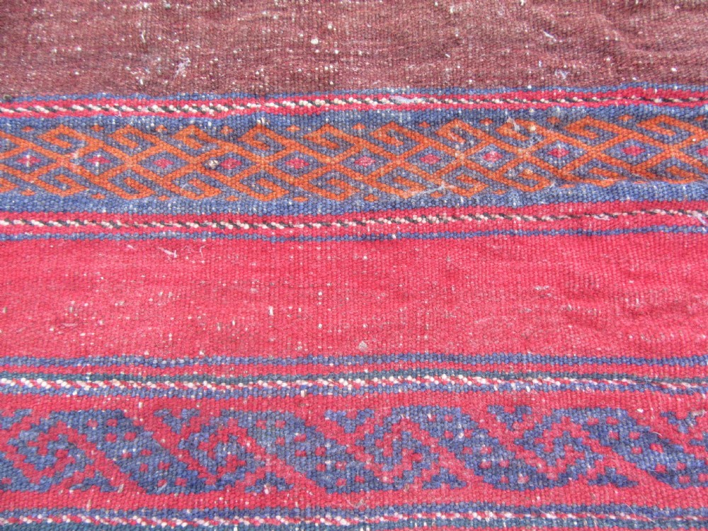 ANTIQUE PERSIAN BALUCH FLAT WEAVE RUG. ATTRACTIVE STRIPED & BROCADED DESIGN View VIII
