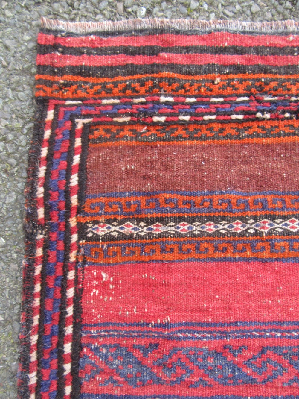 ANTIQUE PERSIAN BALUCH FLAT WEAVE RUG. ATTRACTIVE STRIPED & BROCADED DESIGN View IX