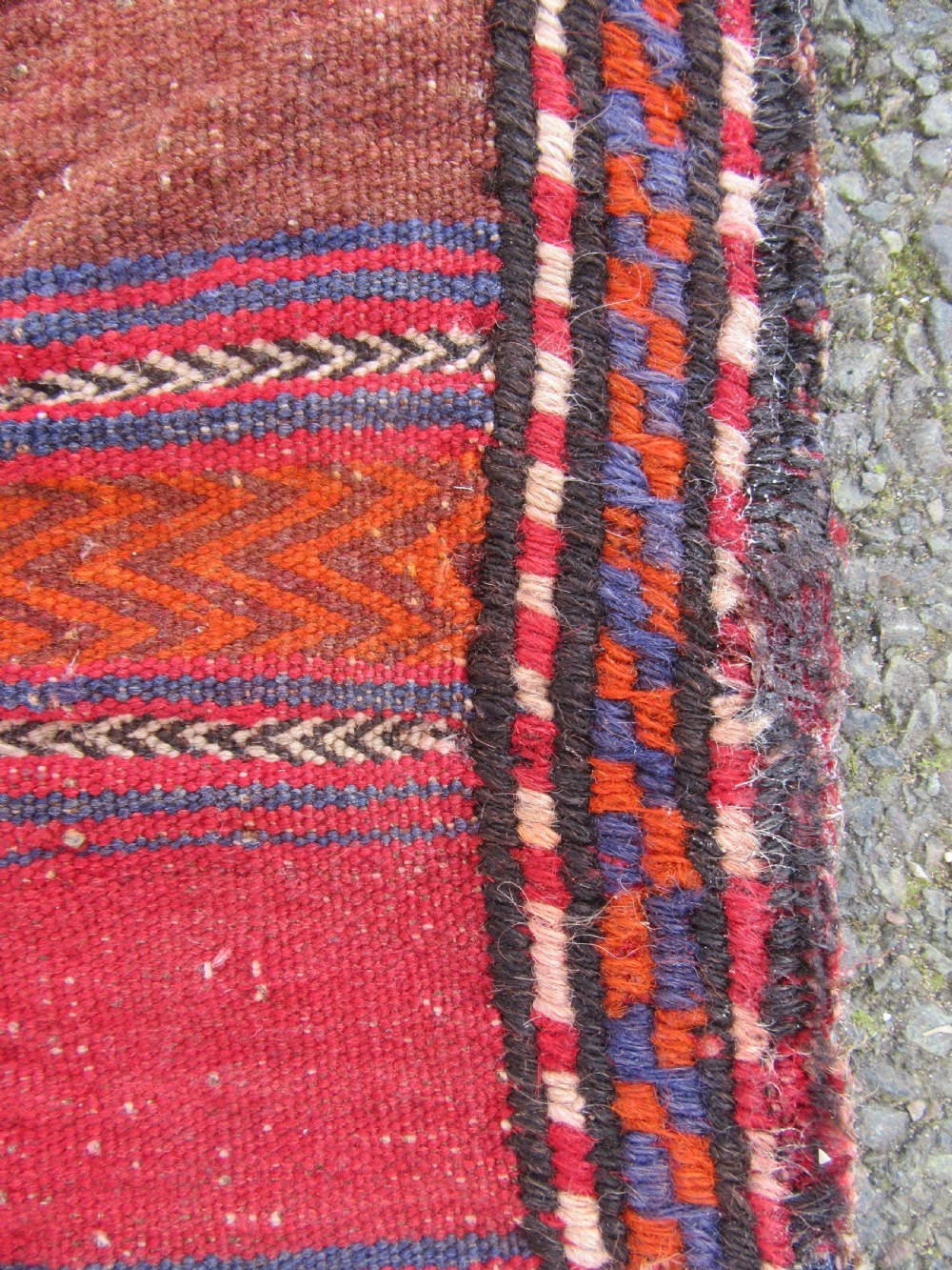 ANTIQUE PERSIAN BALUCH FLAT WEAVE RUG. ATTRACTIVE STRIPED & BROCADED DESIGN View XI