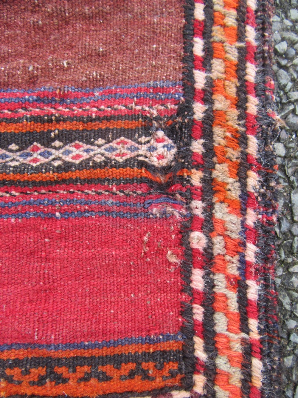 ANTIQUE PERSIAN BALUCH FLAT WEAVE RUG. ATTRACTIVE STRIPED & BROCADED DESIGN View XIII