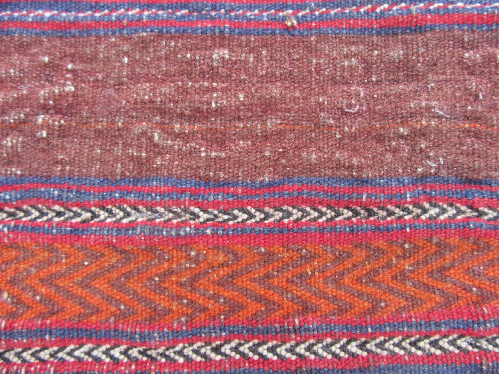 ANTIQUE PERSIAN BALUCH FLAT WEAVE RUG. ATTRACTIVE STRIPED & BROCADED DESIGN View XV