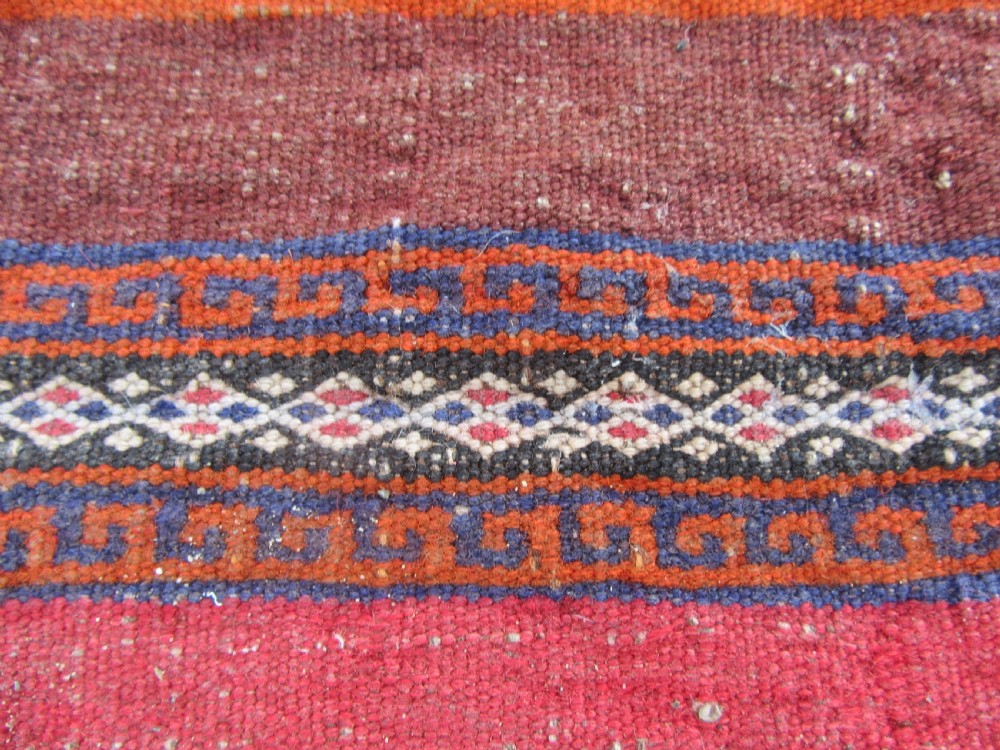 ANTIQUE PERSIAN BALUCH FLAT WEAVE RUG. ATTRACTIVE STRIPED & BROCADED DESIGN View XVI