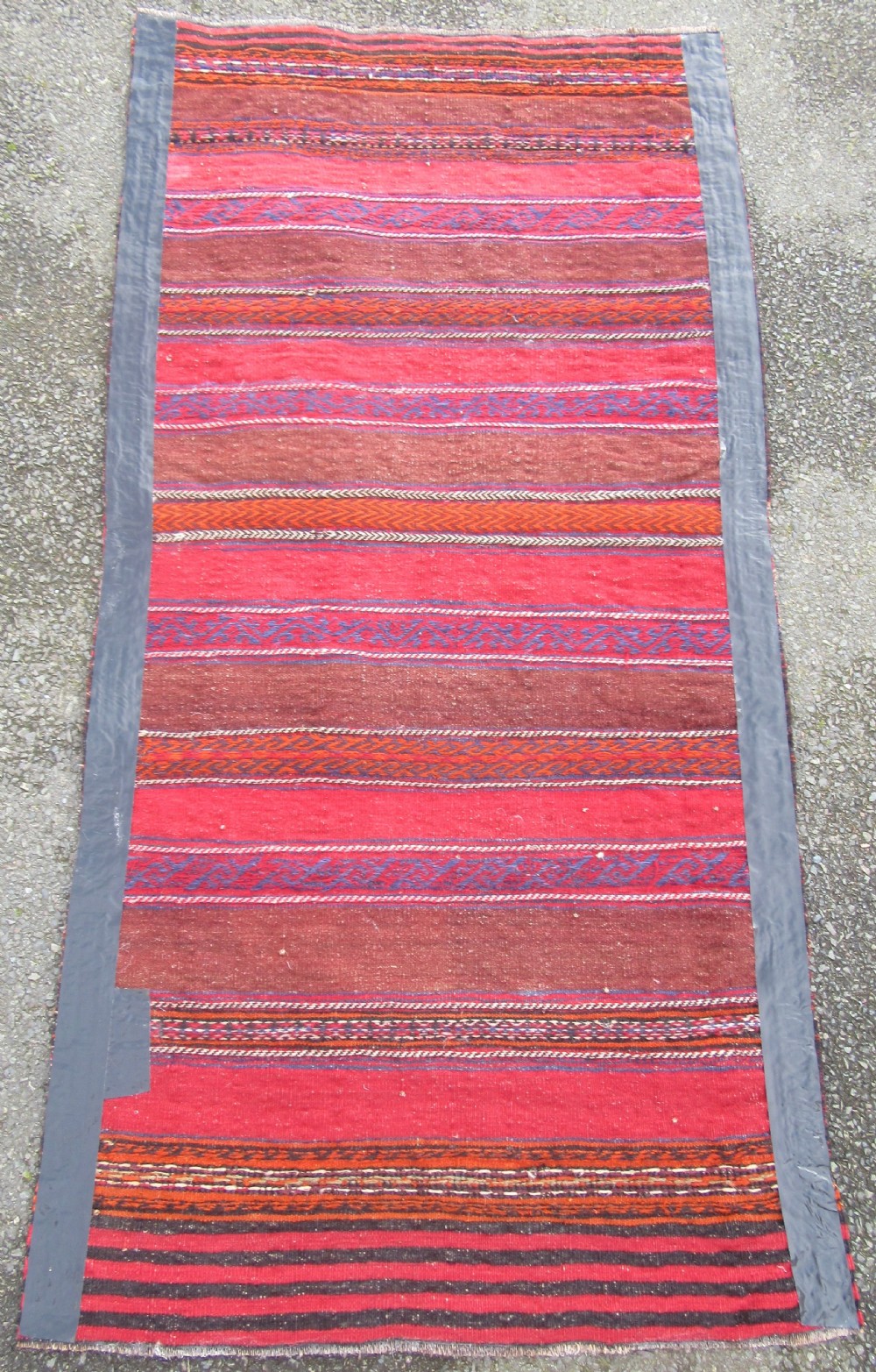 ANTIQUE PERSIAN BALUCH FLAT WEAVE RUG. ATTRACTIVE STRIPED & BROCADED DESIGN View XVII