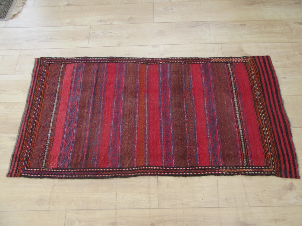 ANTIQUE PERSIAN BALUCH FLAT WEAVE RUG. ATTRACTIVE STRIPED & BROCADED DESIGN View XXII