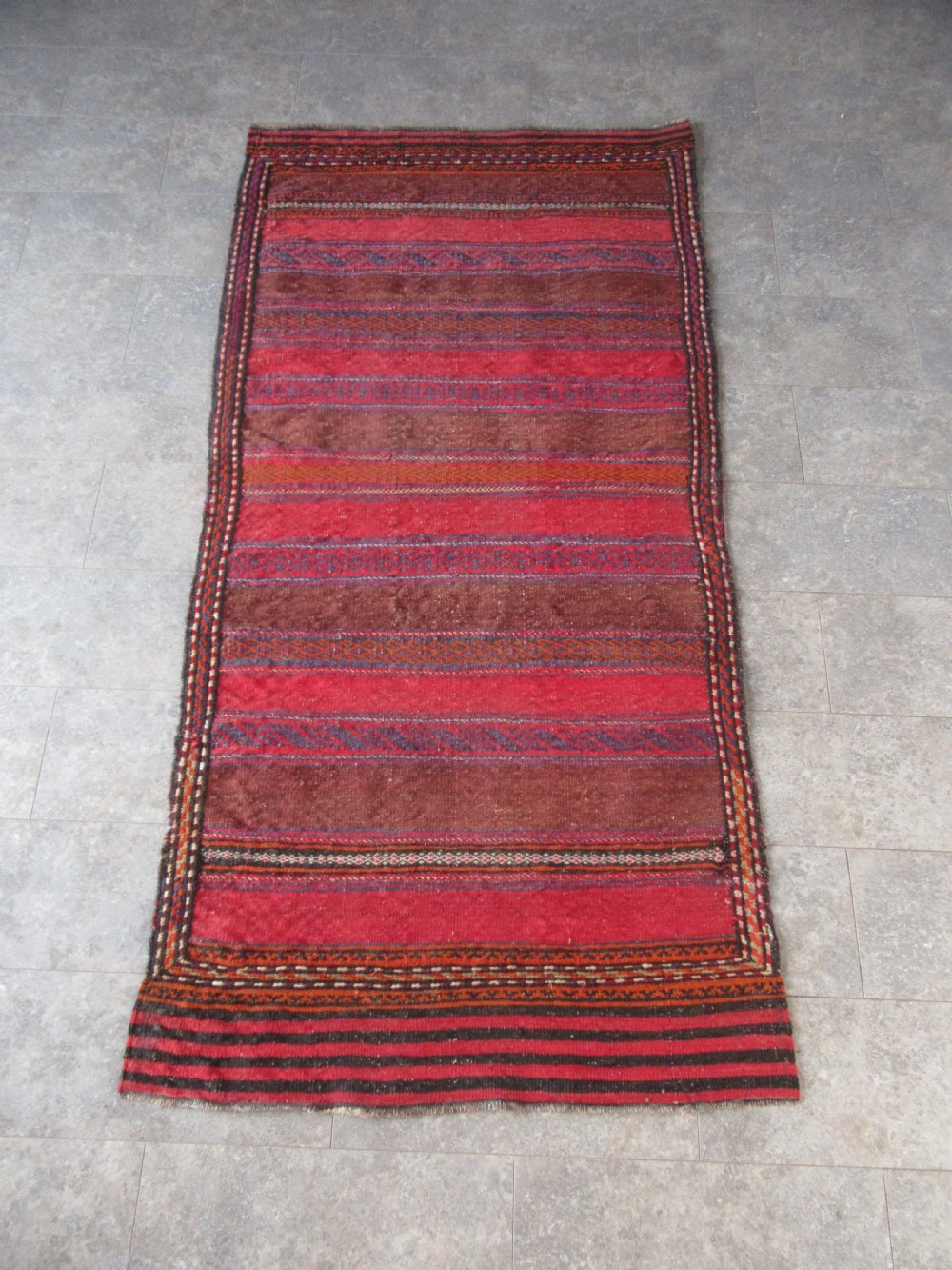 ANTIQUE PERSIAN BALUCH FLAT WEAVE RUG. ATTRACTIVE STRIPED & BROCADED DESIGN View XXIII