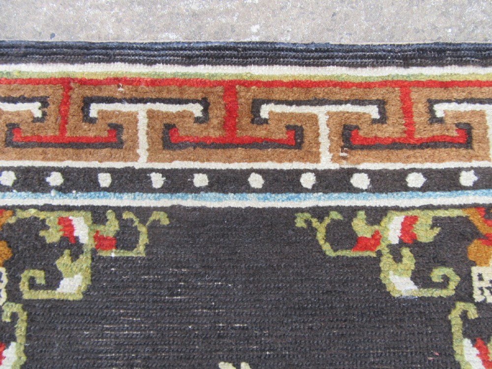 ANTIQUE COUNTRY HOUSE CHINESE TIBETAN RUG. WITH FLOWER SPRIGS & BUTTERFLIES View XVI