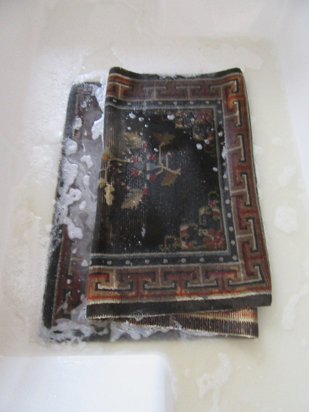 ANTIQUE COUNTRY HOUSE CHINESE TIBETAN RUG. WITH FLOWER SPRIGS & BUTTERFLIES View XXVI