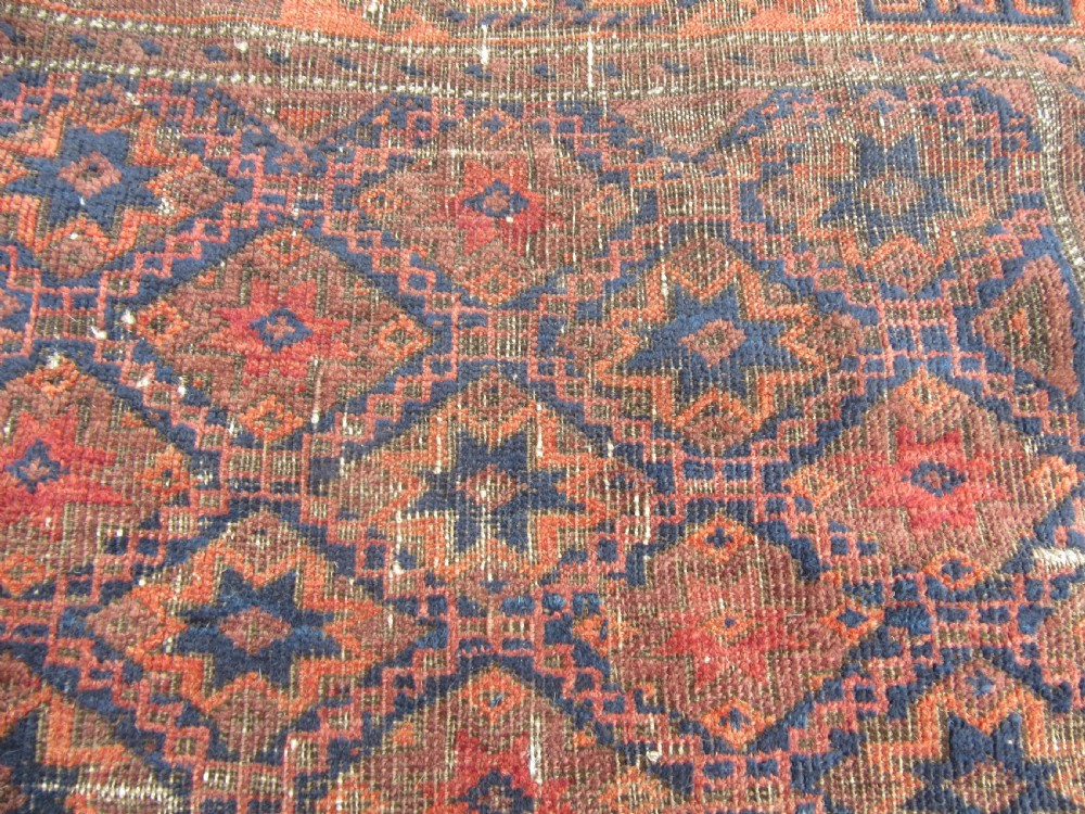ANTIQUE COUNTRY HOUSE SHABBY CHIC BALUCH RUG. STAR ROSETTE DESIGN View VII