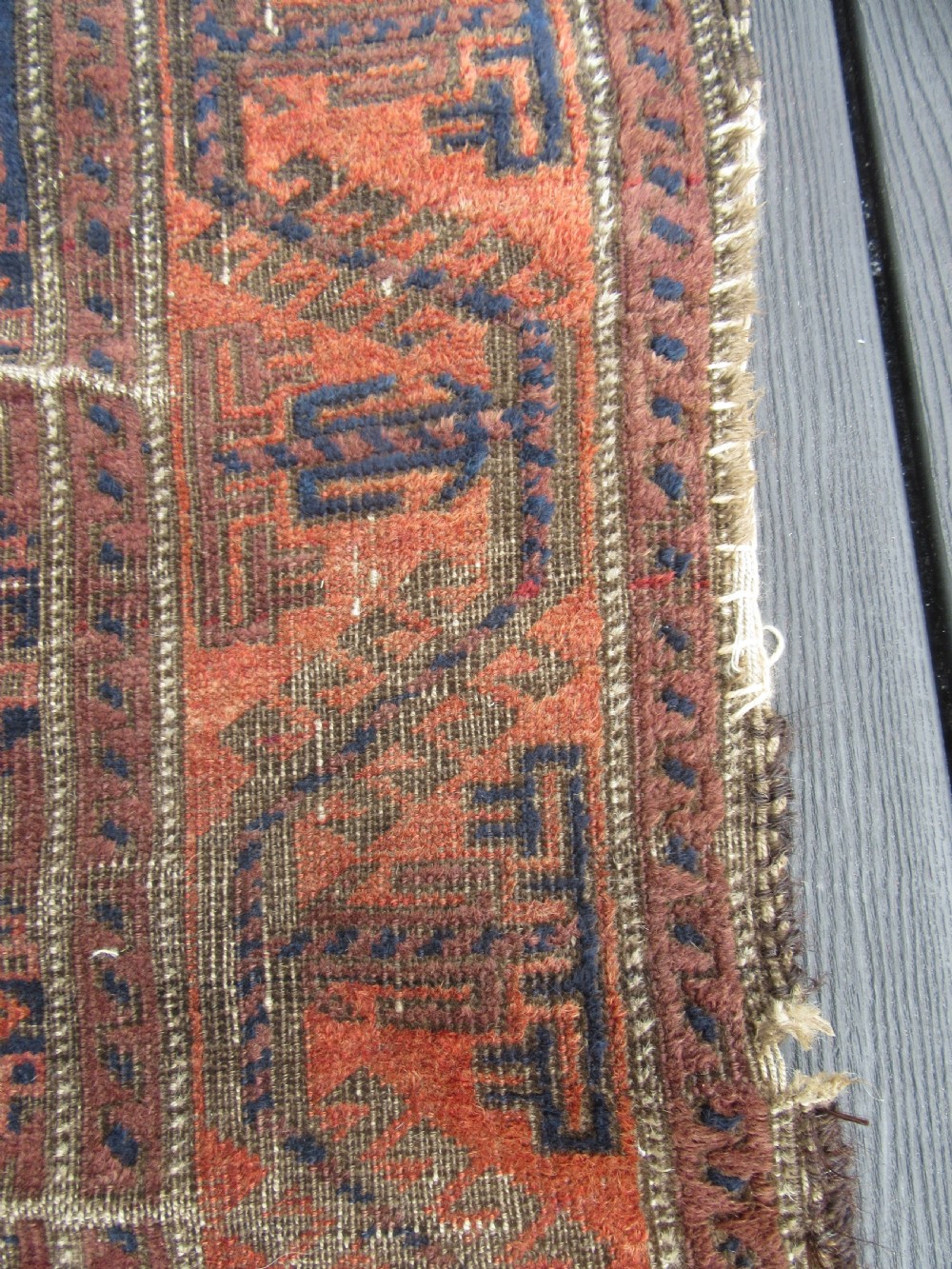 ANTIQUE COUNTRY HOUSE SHABBY CHIC BALUCH RUG. STAR ROSETTE DESIGN View X