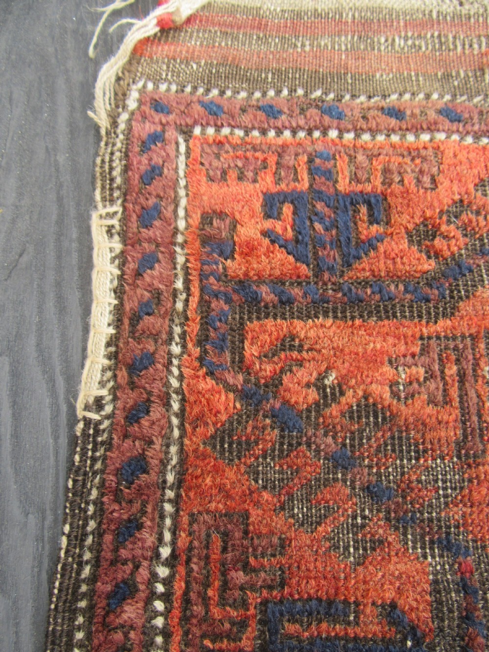 ANTIQUE COUNTRY HOUSE SHABBY CHIC BALUCH RUG. STAR ROSETTE DESIGN View XI