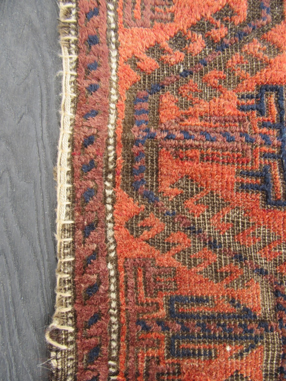 ANTIQUE COUNTRY HOUSE SHABBY CHIC BALUCH RUG. STAR ROSETTE DESIGN View XII