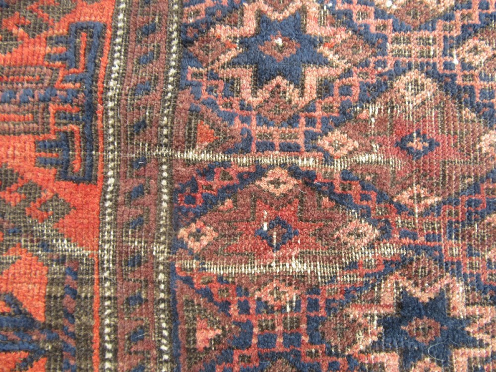 ANTIQUE COUNTRY HOUSE SHABBY CHIC BALUCH RUG. STAR ROSETTE DESIGN View XIII