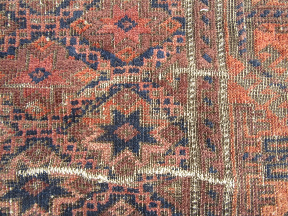 ANTIQUE COUNTRY HOUSE SHABBY CHIC BALUCH RUG. STAR ROSETTE DESIGN View XIV