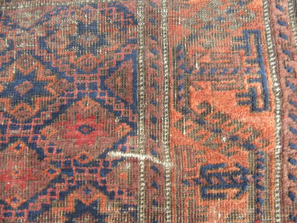 ANTIQUE COUNTRY HOUSE SHABBY CHIC BALUCH RUG. STAR ROSETTE DESIGN View XV