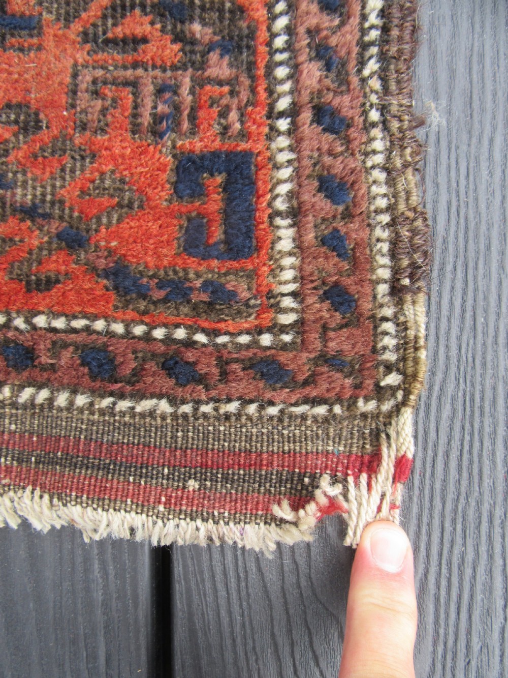 ANTIQUE COUNTRY HOUSE SHABBY CHIC BALUCH RUG. STAR ROSETTE DESIGN View XVI