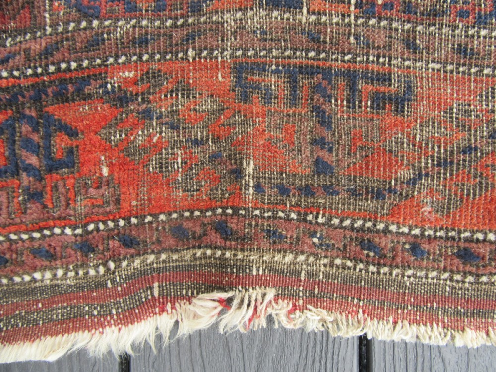 ANTIQUE COUNTRY HOUSE SHABBY CHIC BALUCH RUG. STAR ROSETTE DESIGN View XVII
