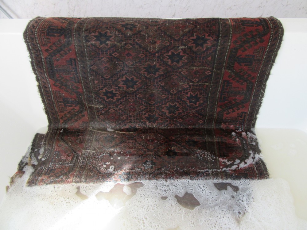 ANTIQUE COUNTRY HOUSE SHABBY CHIC BALUCH RUG. STAR ROSETTE DESIGN View XXV