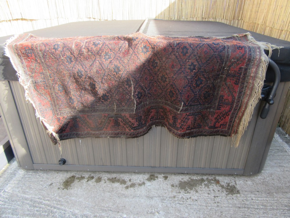 ANTIQUE COUNTRY HOUSE SHABBY CHIC BALUCH RUG. STAR ROSETTE DESIGN View XXVI