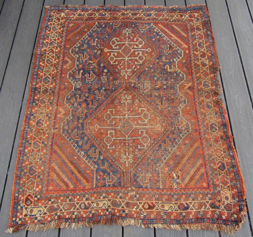 ANTIQUE COUNTRY HOUSE SHABBY CHIC QASHQAI RUG. PLETHORA OF BIRD MOTIFS.