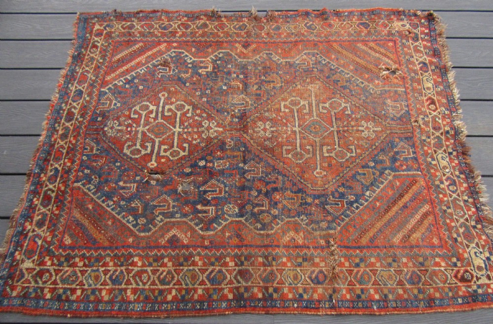 ANTIQUE COUNTRY HOUSE SHABBY CHIC QASHQAI RUG. PLETHORA OF BIRD MOTIFS. View IV