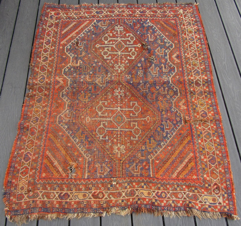 ANTIQUE COUNTRY HOUSE SHABBY CHIC QASHQAI RUG. PLETHORA OF BIRD MOTIFS. View XIX