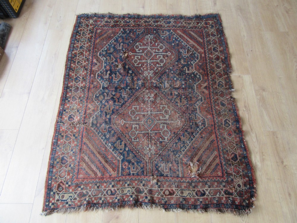 ANTIQUE COUNTRY HOUSE SHABBY CHIC QASHQAI RUG. PLETHORA OF BIRD MOTIFS. View XXII