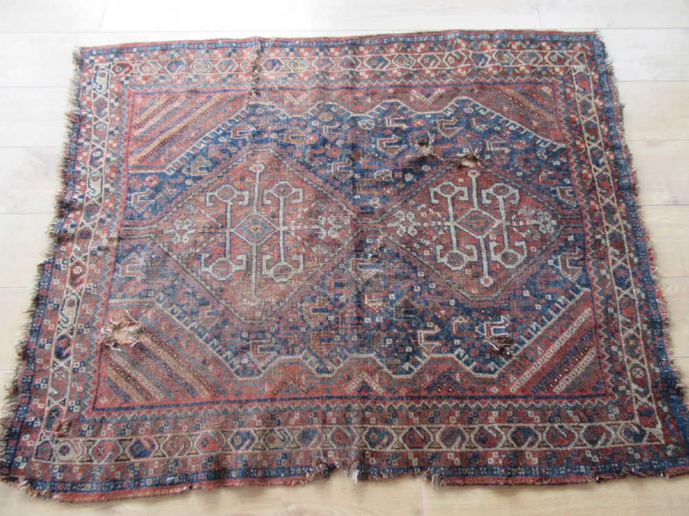 ANTIQUE COUNTRY HOUSE SHABBY CHIC QASHQAI RUG. PLETHORA OF BIRD MOTIFS. View XXIII