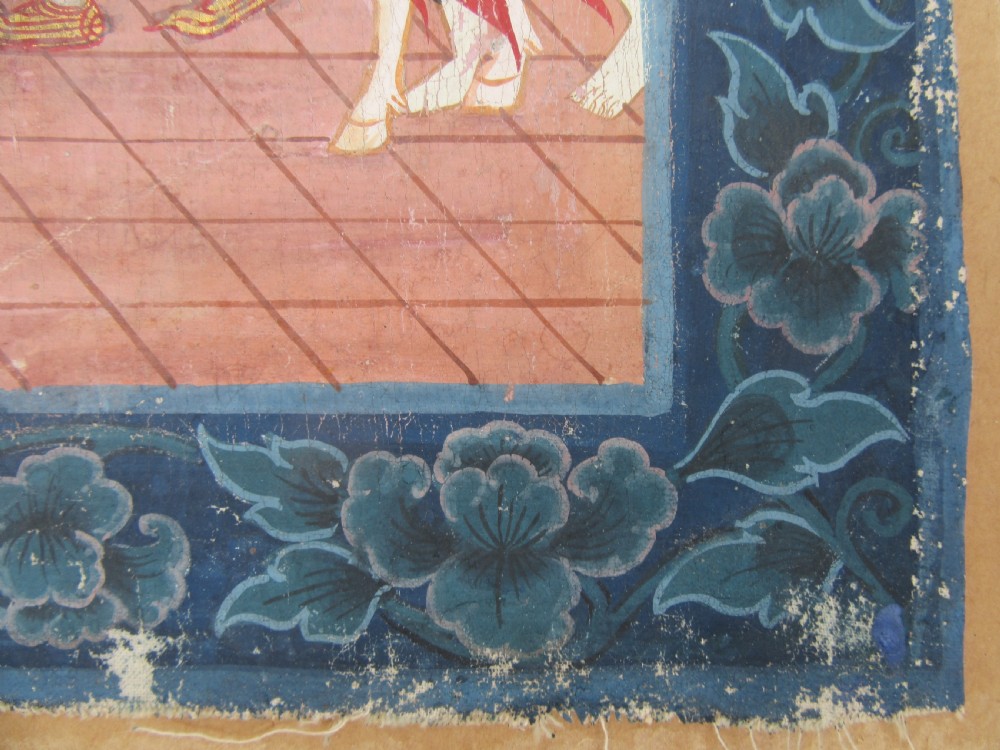 LARGE ANTIQUE THAI INDIAN PAINTING. SCENE FROM THE SANG THONG FOLK TALES View V