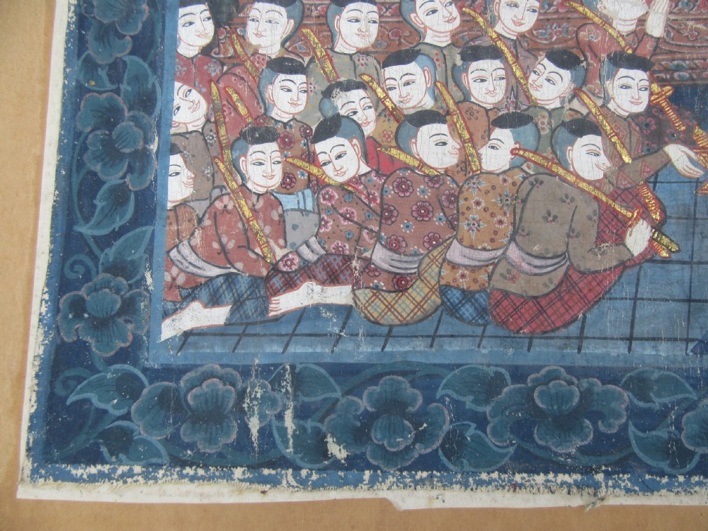 LARGE ANTIQUE THAI INDIAN PAINTING. SCENE FROM THE SANG THONG FOLK TALES View VIII
