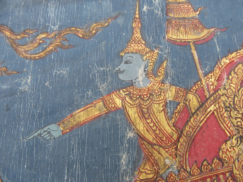 LARGE ANTIQUE THAI INDIAN PAINTING. SCENE FROM THE SANG THONG FOLK TALES View XIV
