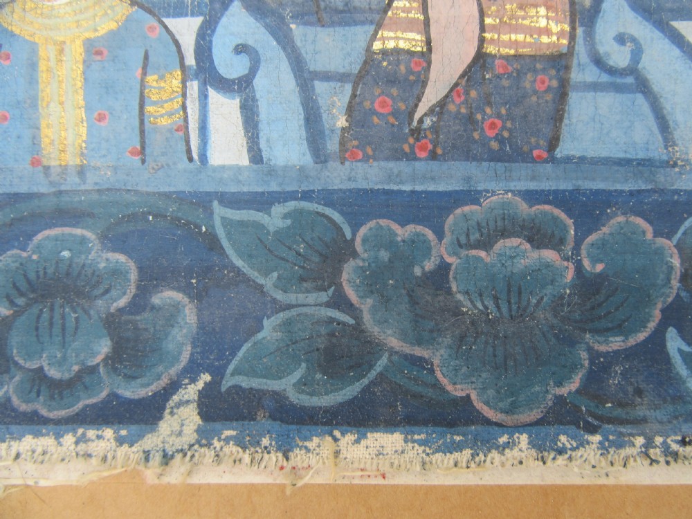 LARGE ANTIQUE THAI INDIAN PAINTING. SCENE FROM THE SANG THONG FOLK TALES View XX