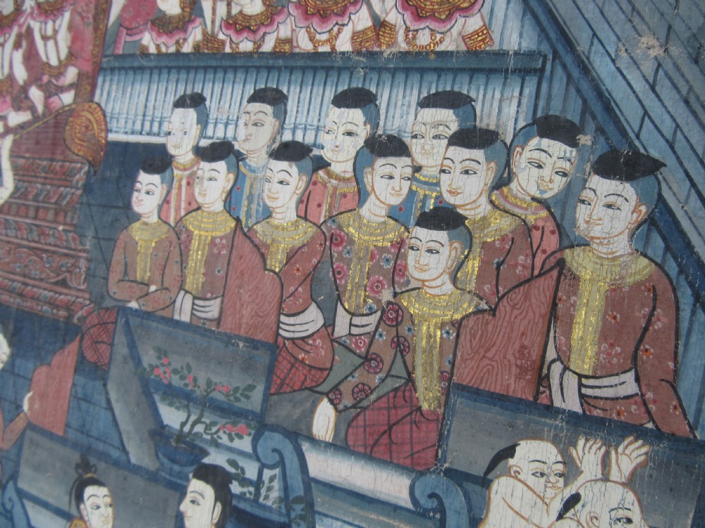 LARGE ANTIQUE THAI INDIAN PAINTING. SCENE FROM THE SANG THONG FOLK TALES View XXIII