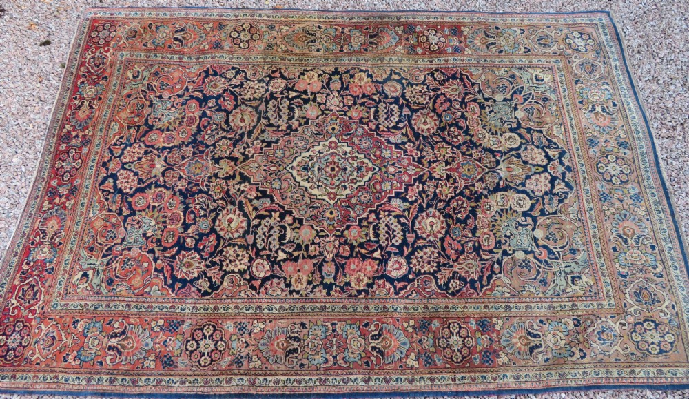 ANTIQUE KASHAN RUG. BEAUTIFUL SOFT ABRASHED COLOURS. KURK WOOL. View III