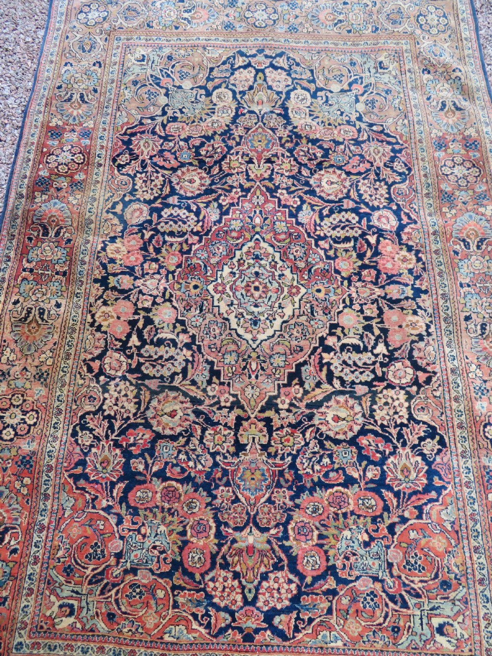 ANTIQUE KASHAN RUG. BEAUTIFUL SOFT ABRASHED COLOURS. KURK WOOL. View V