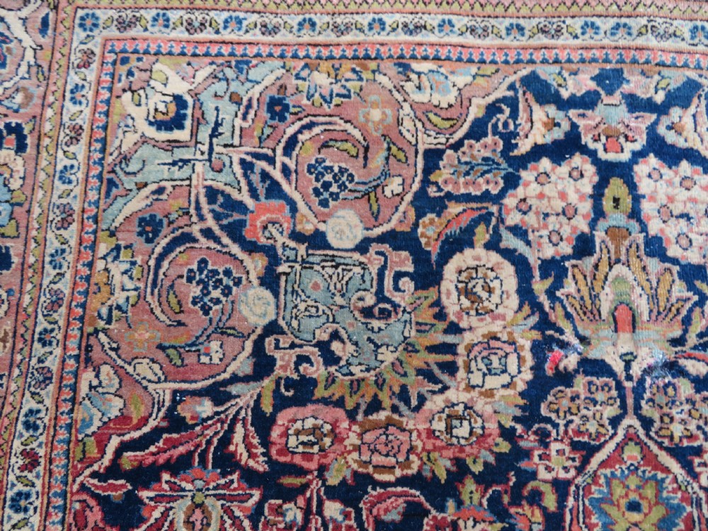 ANTIQUE KASHAN RUG. BEAUTIFUL SOFT ABRASHED COLOURS. KURK WOOL. View XVII