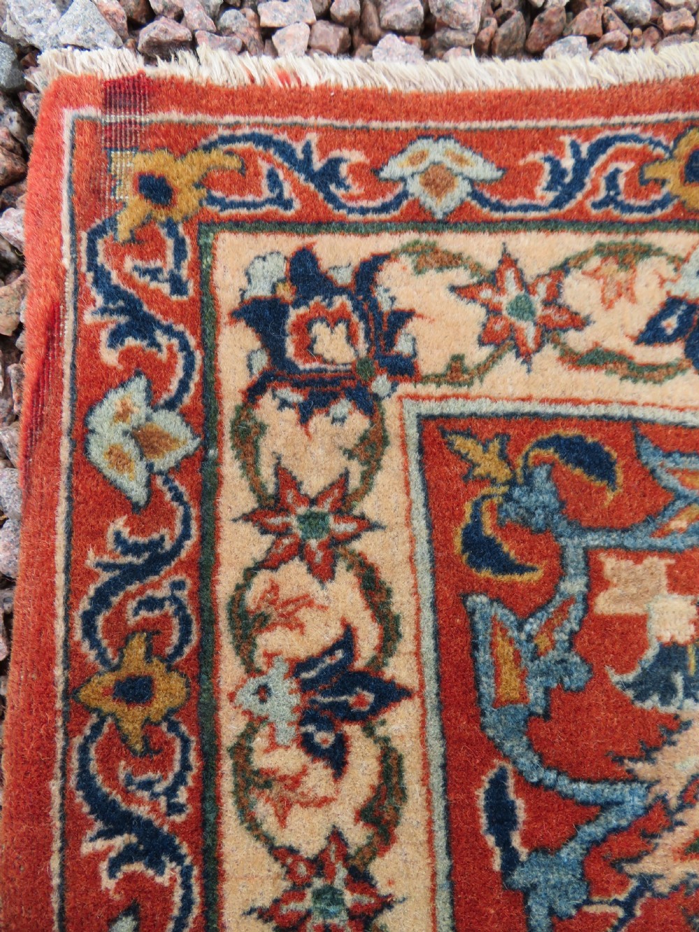 ANTIQUE NAJAFABAD ISFAHAN RUG. VERY FINE WEAVE WITH VELVETY WOOL PILE. View XI