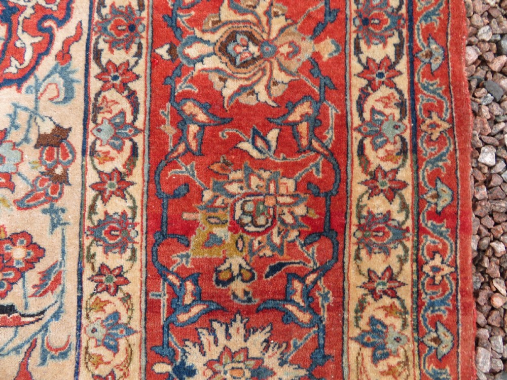 ANTIQUE NAJAFABAD ISFAHAN RUG. VERY FINE WEAVE WITH VELVETY WOOL PILE. View XIV