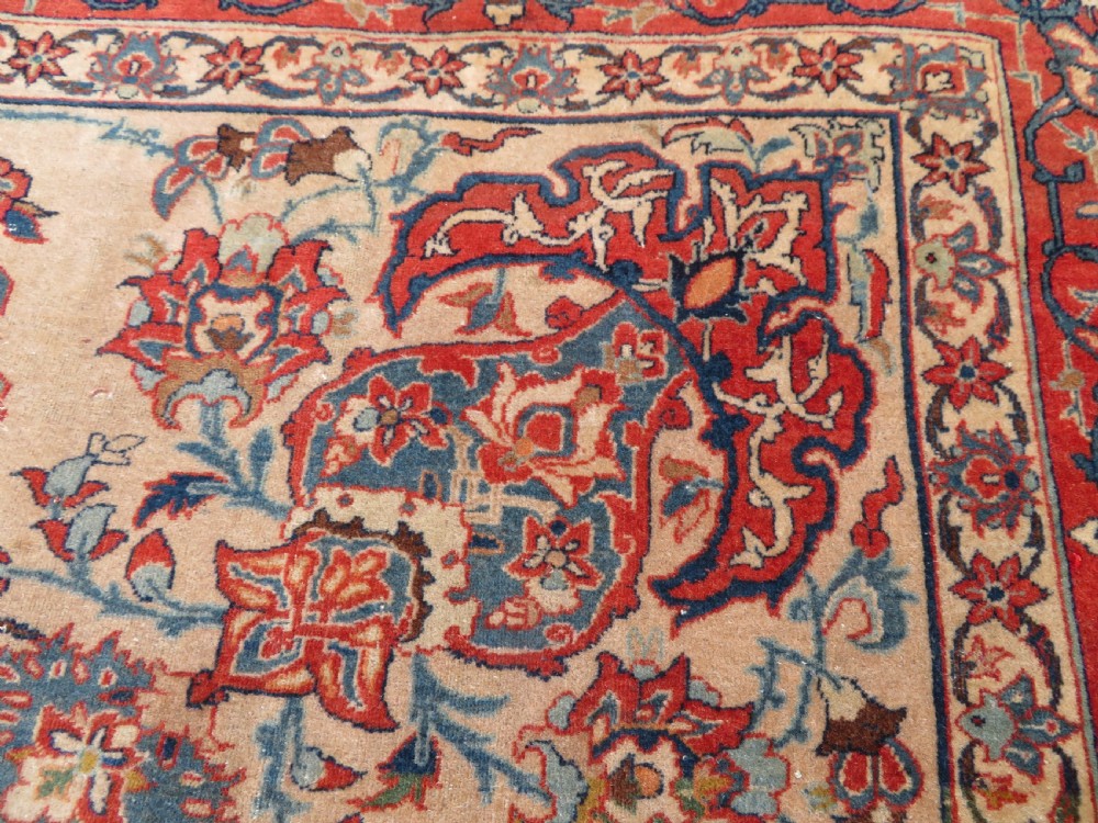 ANTIQUE NAJAFABAD ISFAHAN RUG. VERY FINE WEAVE WITH VELVETY WOOL PILE. View XVI