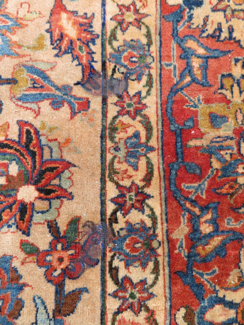 ANTIQUE NAJAFABAD ISFAHAN RUG. VERY FINE WEAVE WITH VELVETY WOOL PILE. View XIX