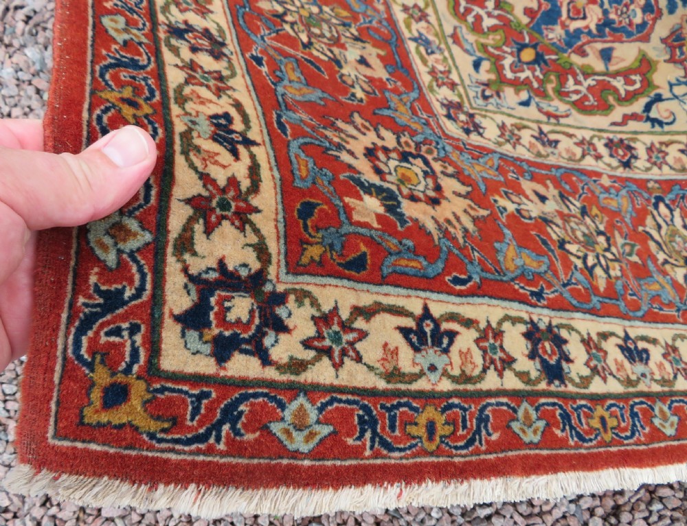 ANTIQUE NAJAFABAD ISFAHAN RUG. VERY FINE WEAVE WITH VELVETY WOOL PILE. View XXIII