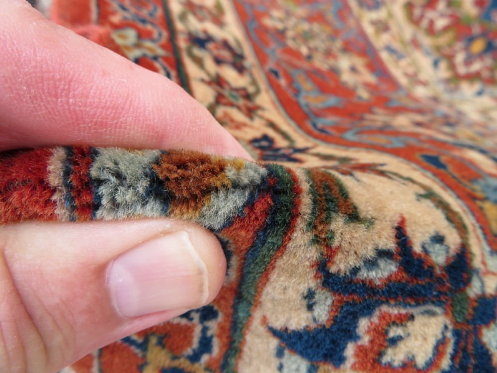 ANTIQUE NAJAFABAD ISFAHAN RUG. VERY FINE WEAVE WITH VELVETY WOOL PILE. View XXIV