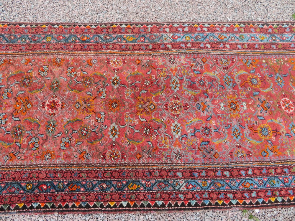 ANTIQUE KURDISH RUNNER LONG RUG. VERY UNUSUAL OVERALL LOOK & COLOURS. View V