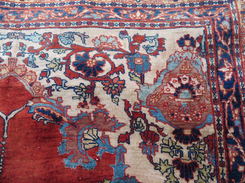DISTRESSED ANTIQUE SILK TABRIZ PRAYER RUG. THIRD QUARTER 19TH CENTURY. View V