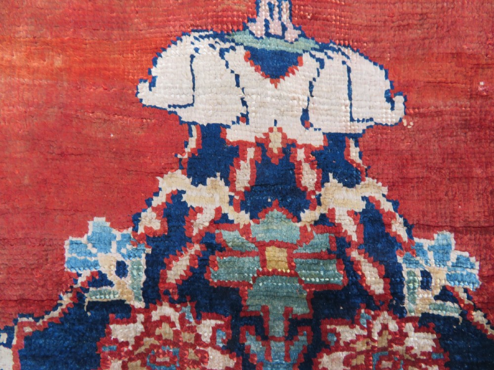 DISTRESSED ANTIQUE SILK TABRIZ PRAYER RUG. THIRD QUARTER 19TH CENTURY. View VIII