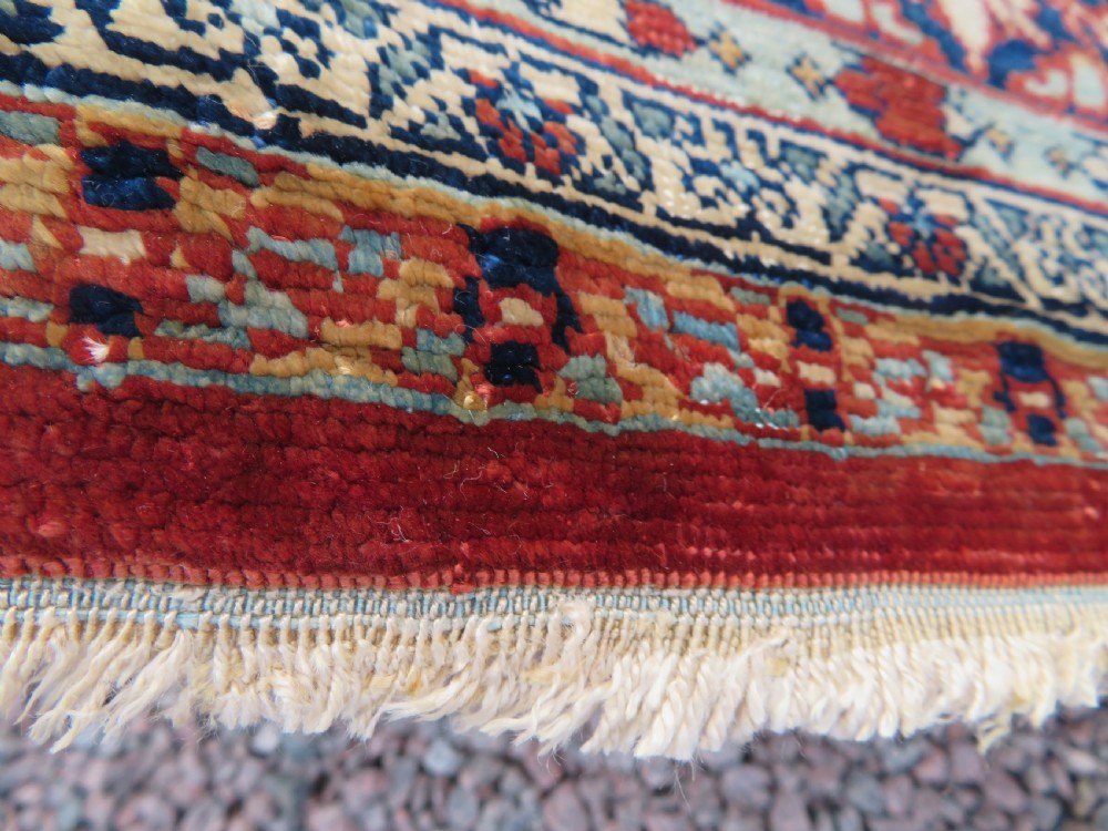 DISTRESSED ANTIQUE SILK TABRIZ PRAYER RUG. THIRD QUARTER 19TH CENTURY. View XI