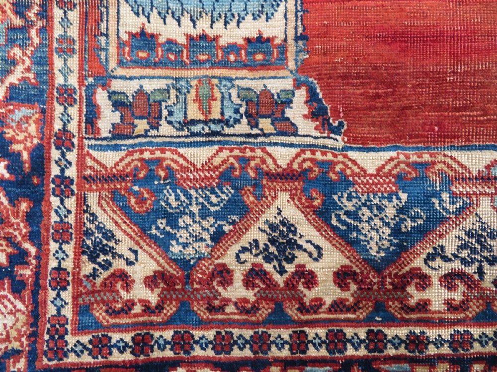 DISTRESSED ANTIQUE SILK TABRIZ PRAYER RUG. THIRD QUARTER 19TH CENTURY. View XII