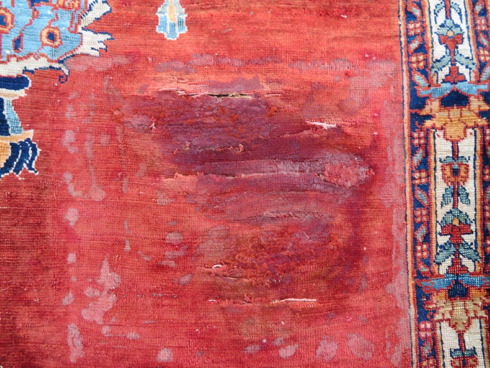 DISTRESSED ANTIQUE SILK TABRIZ PRAYER RUG. THIRD QUARTER 19TH CENTURY. View XIII