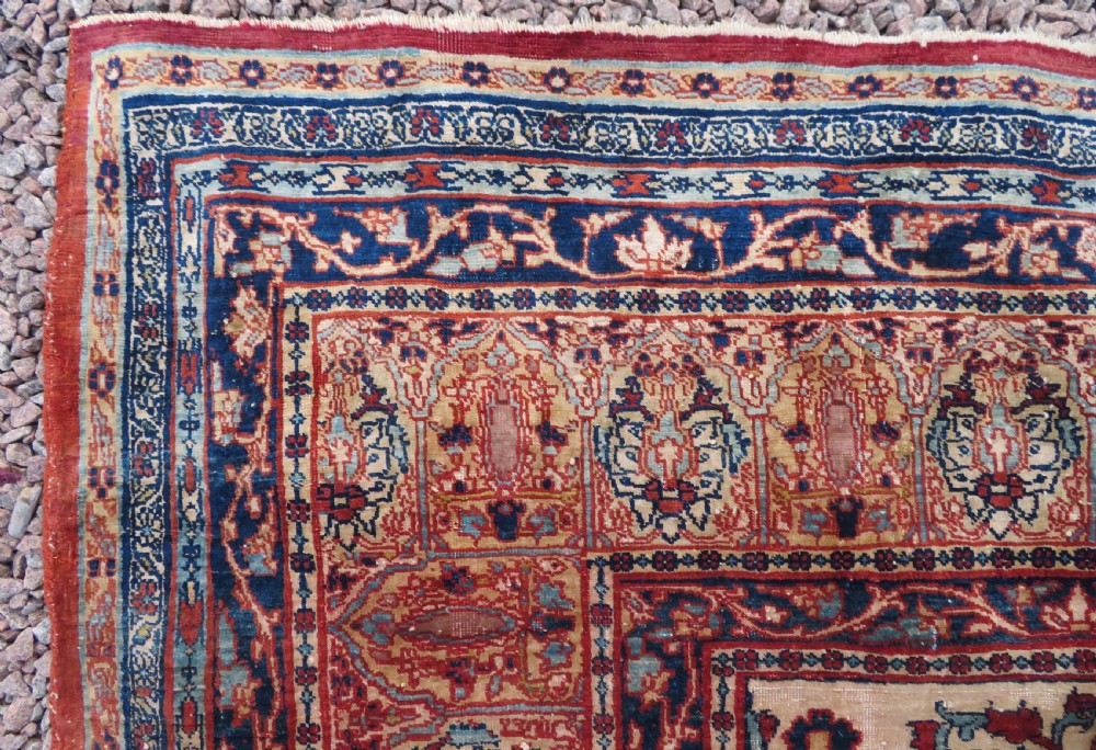 DISTRESSED ANTIQUE SILK TABRIZ PRAYER RUG. THIRD QUARTER 19TH CENTURY. View XVII
